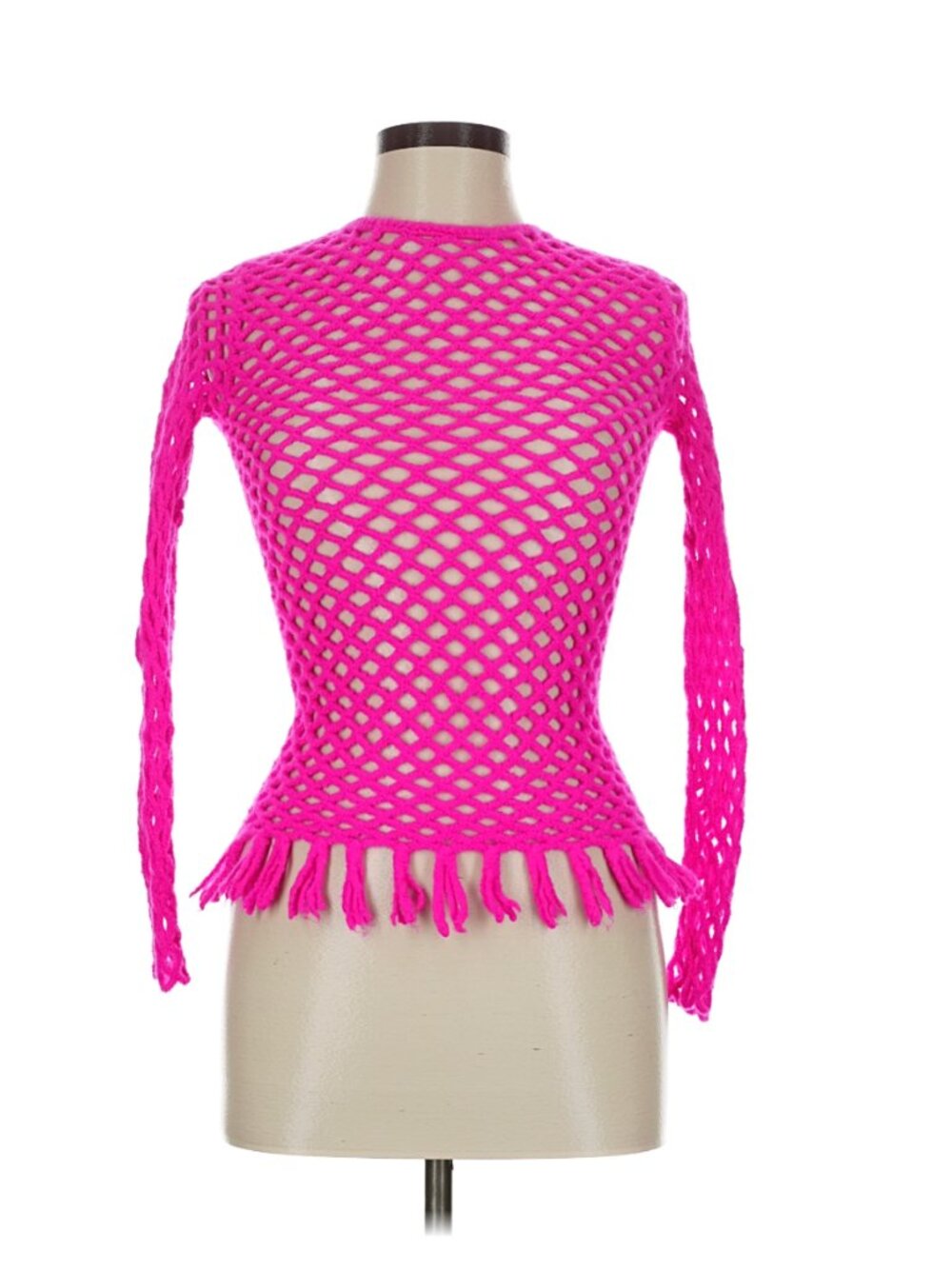RARE Ulla Johnson Hot Pink Mesh Knit Merino Sweater NWOT